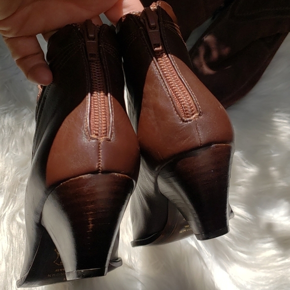 Amanda Smith ankle boots brown western back zip 8 - Picture 7 of 10